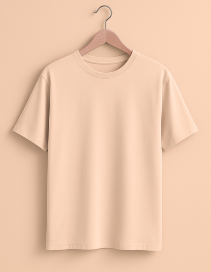 Unisex Classic Crew Solid T-Shirt-Peach Color-White Bear