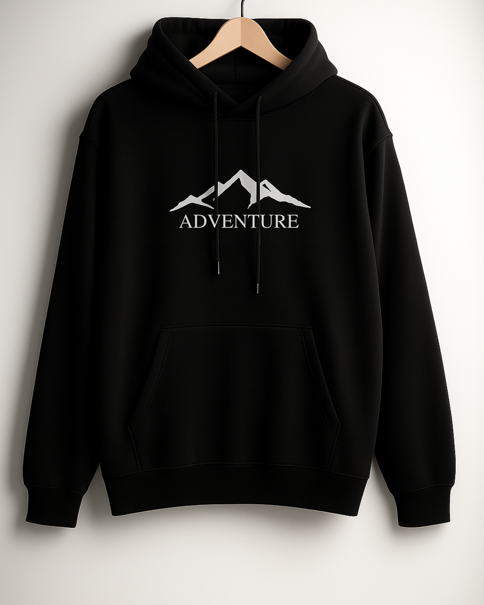 Unisex Full Sleeve Hooded Sweatshirt-Black Color-White Bear