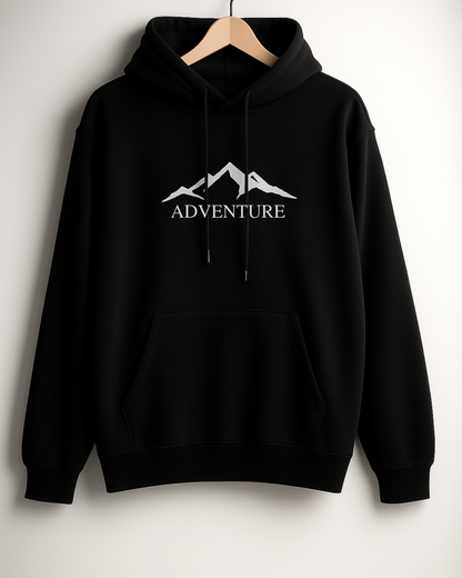 Unisex Full Sleeve Hooded Sweatshirt-Black Color-White Bear