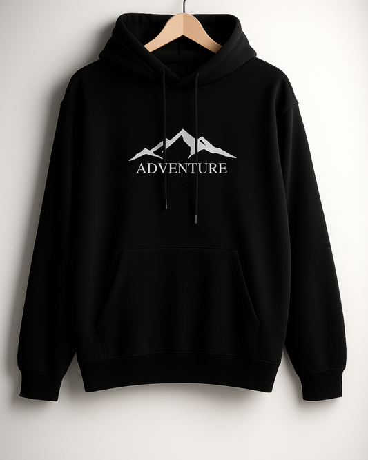 Unisex Full Sleeve Hooded Sweatshirt-Black Color-White Bear