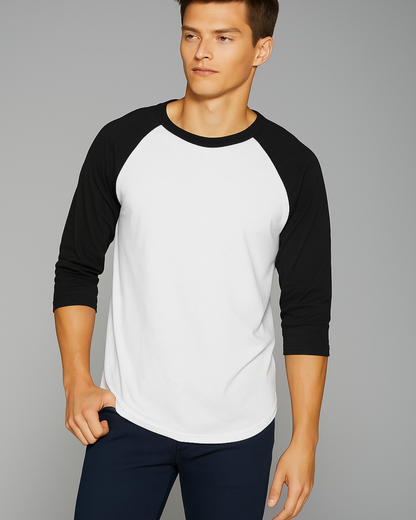 Unisex Raglan Full sleeve T-Shirt_black&white