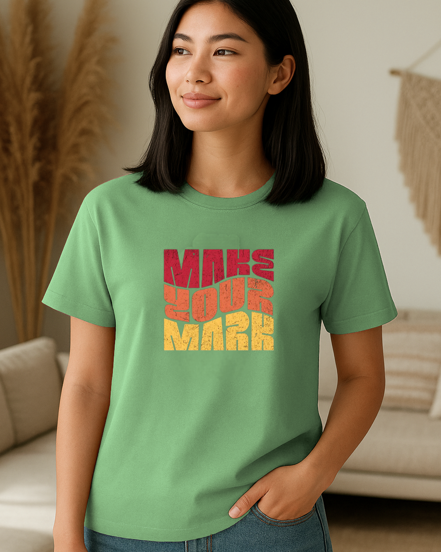 Unisex Round Neck Printed T-Shirt_green