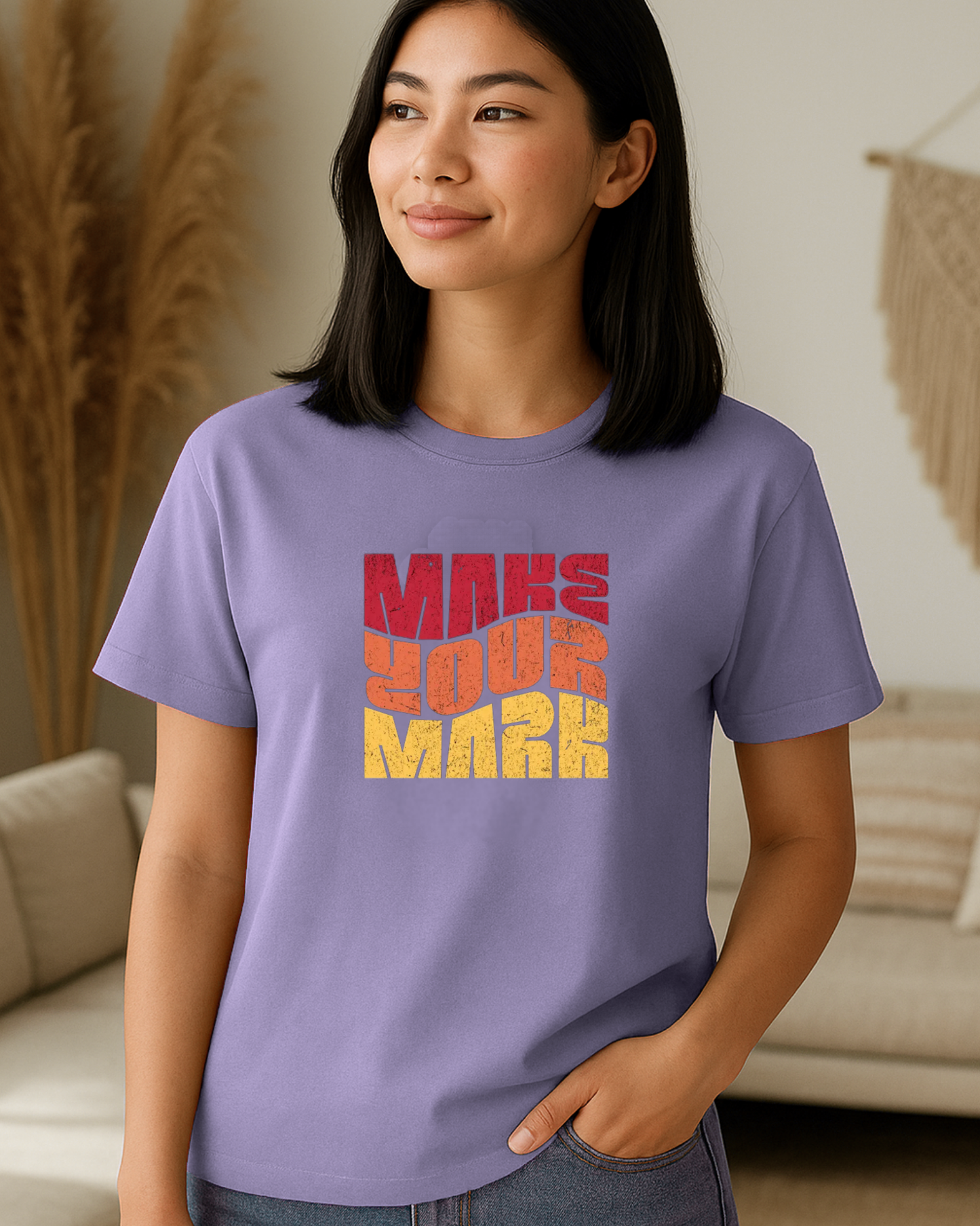Unisex Round Neck Printed T-Shirt_lavender