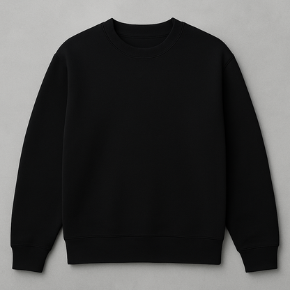Unisex Solid Sweatshirt- Black Color- White Bear