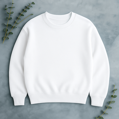 Unisex Solid Sweatshirt- White Color- White Bear