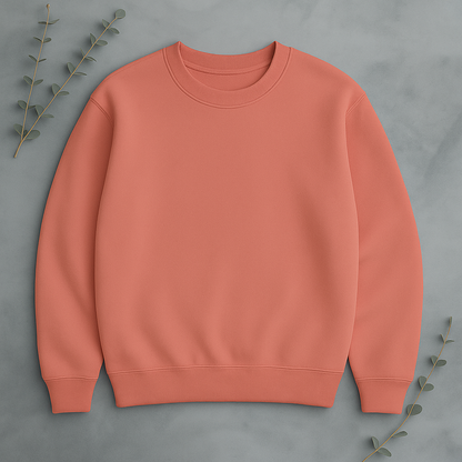 Unisex Solid Sweatshirt- coral Color- White Bear