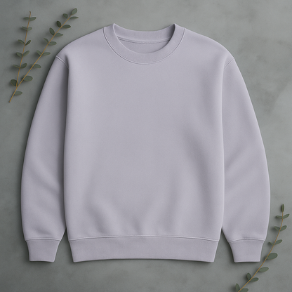 Unisex Solid Sweatshirt- lavender Color- White Bear