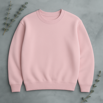 Unisex Solid Sweatshirt-pink Color- White Bear
