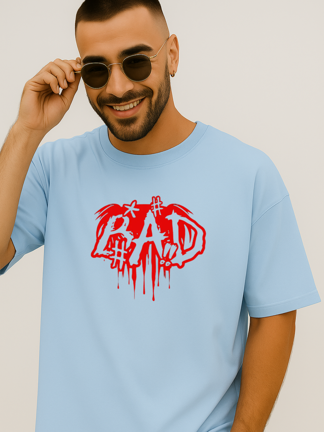 Unisex Terry Oversized Printed T-shirt_blue