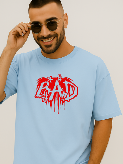 Unisex Terry Oversized Printed T-shirt_blue