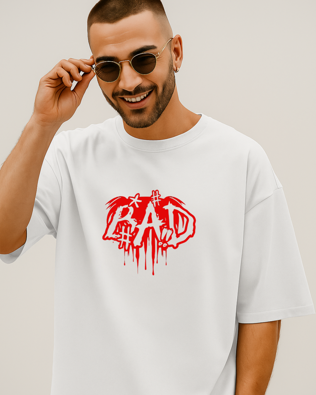 Unisex Terry Oversized Printed T-shirt_white
