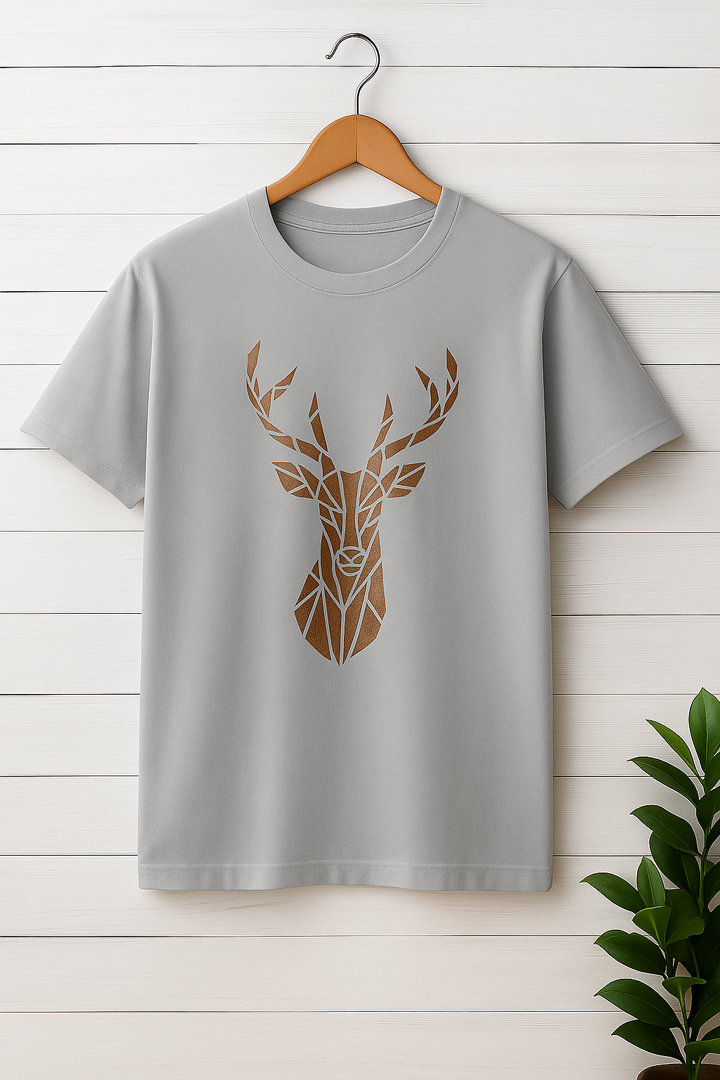 Men & Women Classic Crew Printed T-Shirt - Grey Color- White Bear