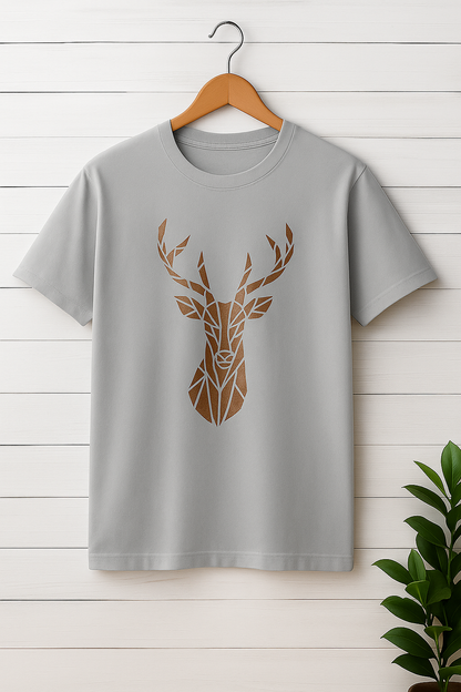 Men & Women Classic Crew Printed T-Shirt - Grey Color- White Bear