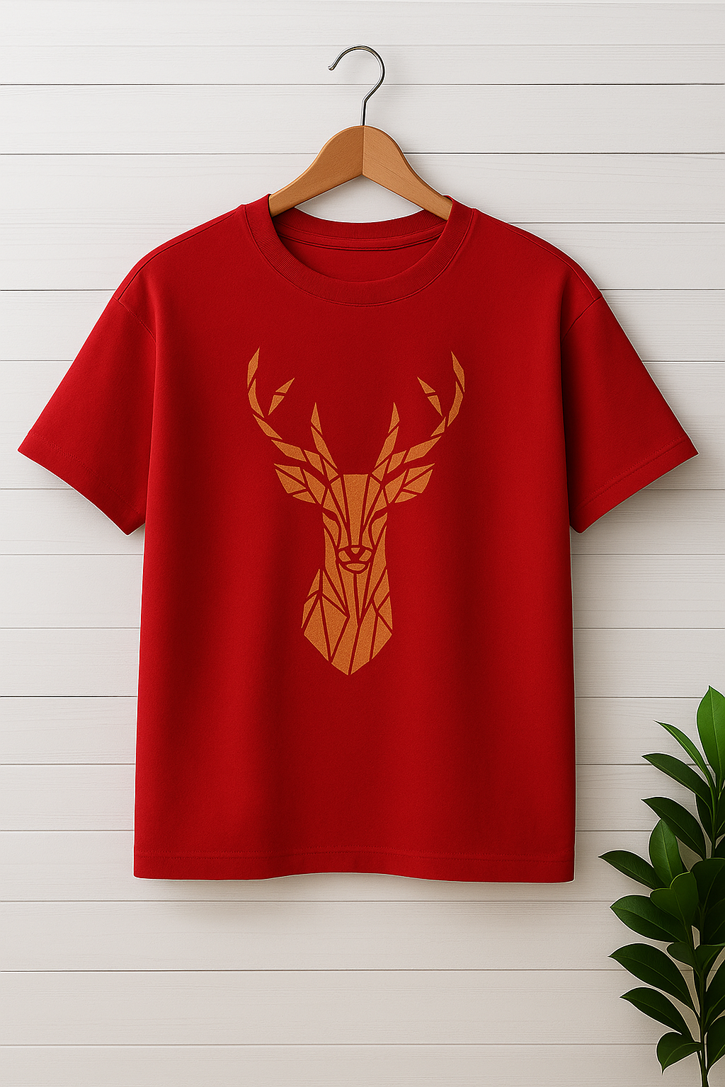 Men & Women Classic Crew Printed T-Shirt - Red Color- White Bear
