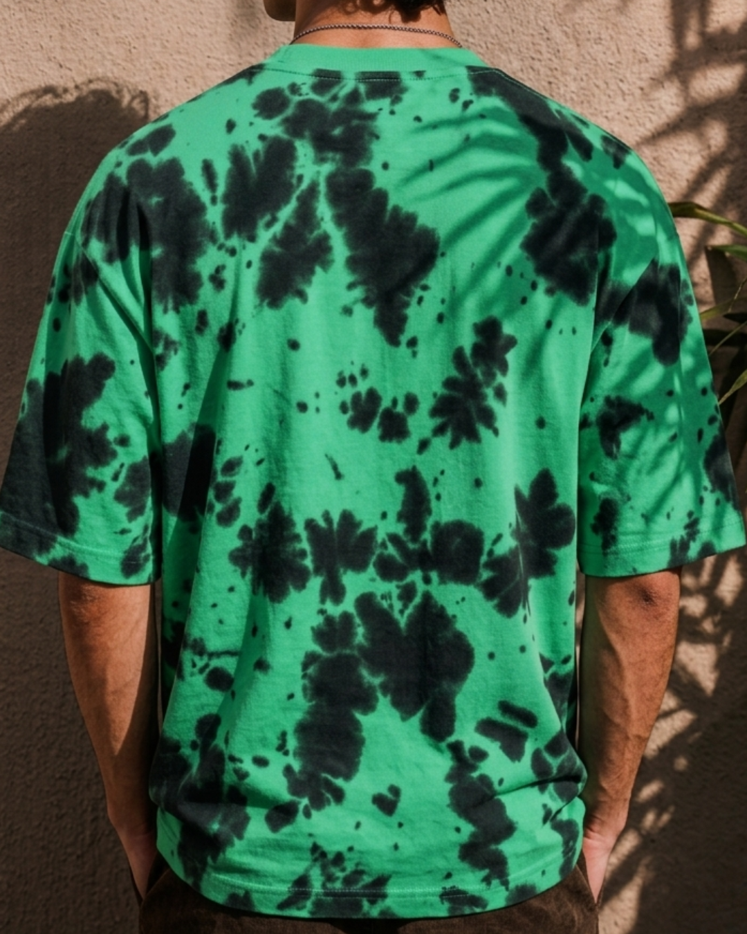 premium green and black tie dye oversized unisex t-shirt made from heavyweight 260 GSM cotton featuring a relaxed fit and modern streetwear style from white bear brand