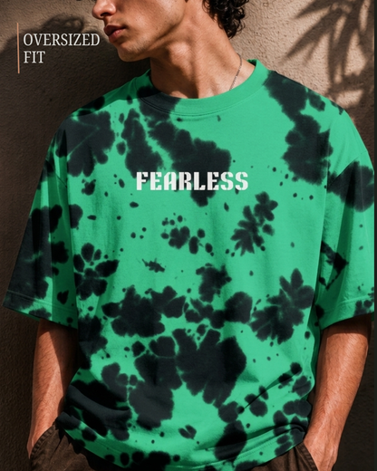 premium green and black tie dye oversized unisex t-shirt made from heavyweight 260 GSM cotton featuring a relaxed fit and modern streetwear style from white bear brand