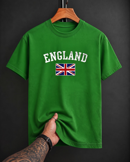 Green England Flag Unisex Classic Crew Regular Fit T-Shirt from White Bear Brand