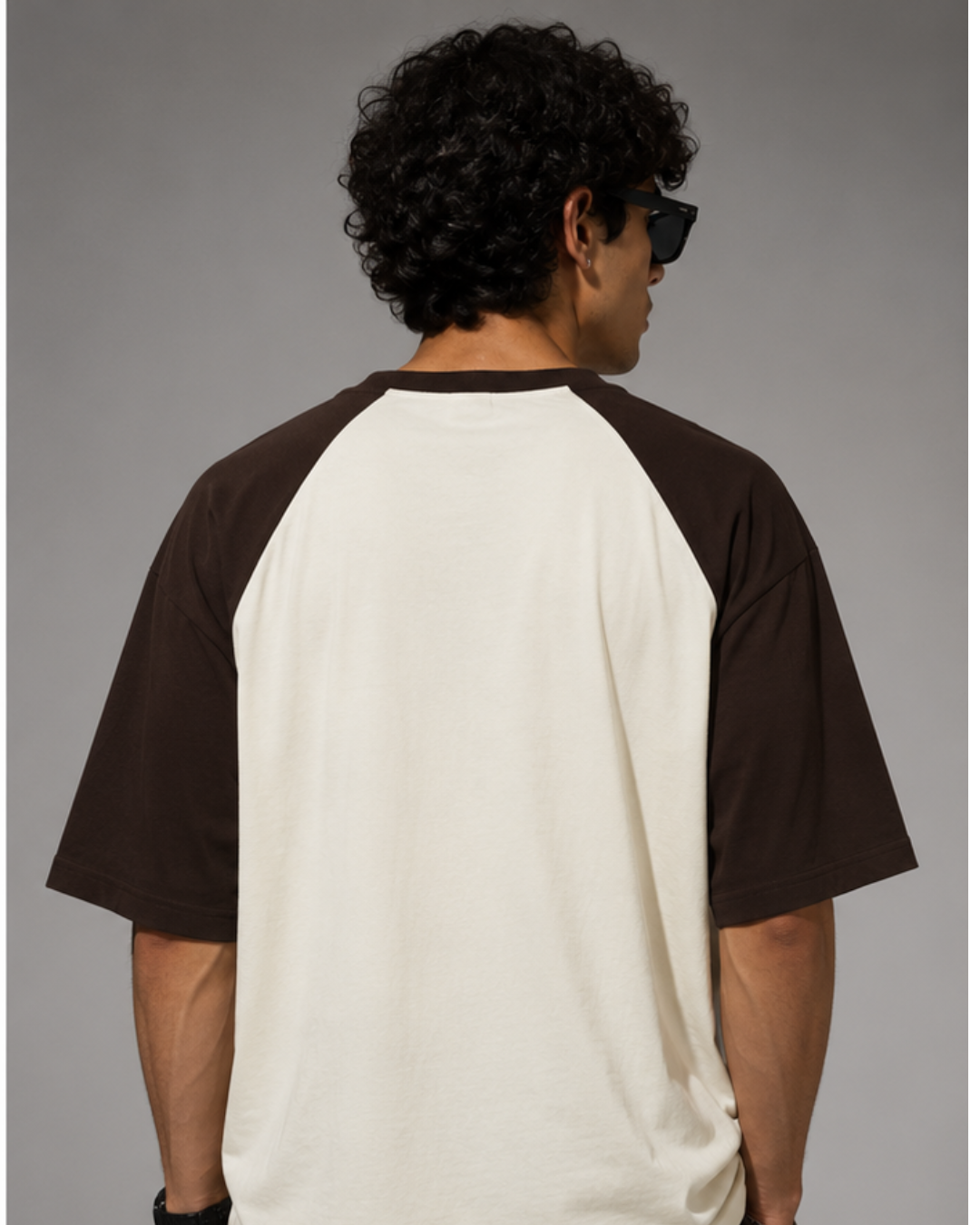 maroon and off white oversized raglan T-shirt for men and women featuring a premium 180 GSM cotton melange fabric, drop shoulder fit, half sleeves, and Parker graphic print by White Bear Clothing.