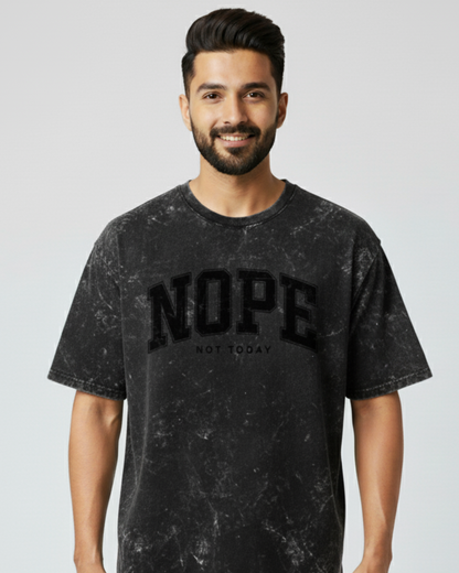 men's black acid wash t-shirt_Black