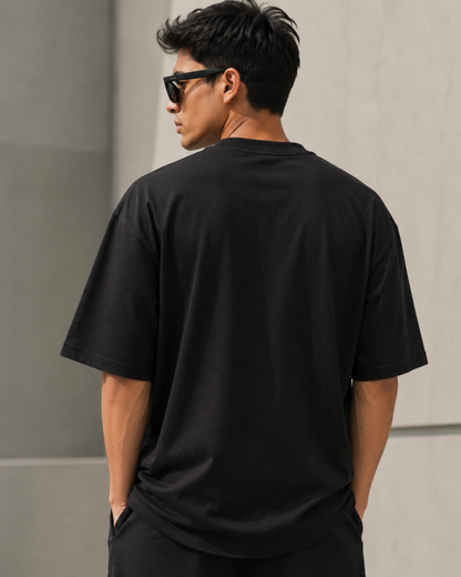 unisex oversized black graphic T-shirt in premium 240 GSM cotton | White Bear
