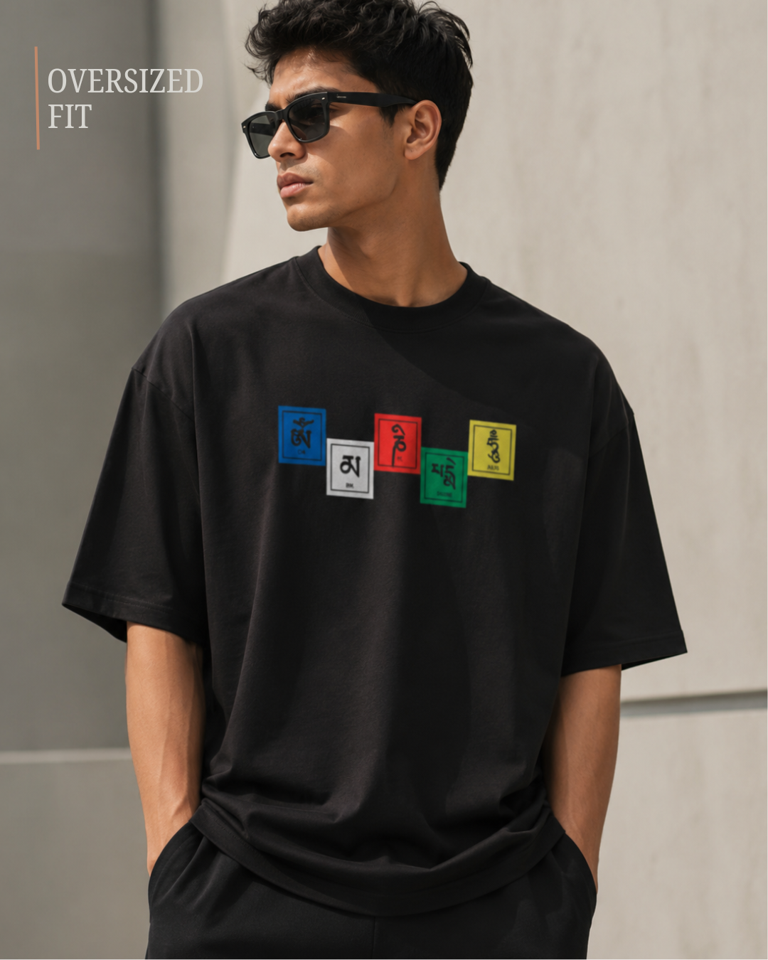unisex oversized black graphic T-shirt in premium 240 GSM cotton | White Bear