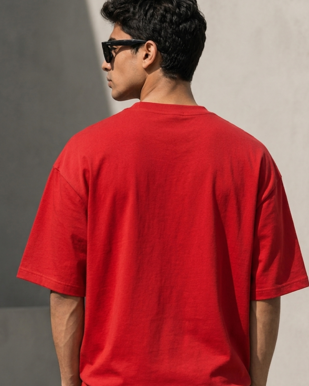 unisex oversized red graphic T-shirt in premium 240 GSM cotton | White Bear