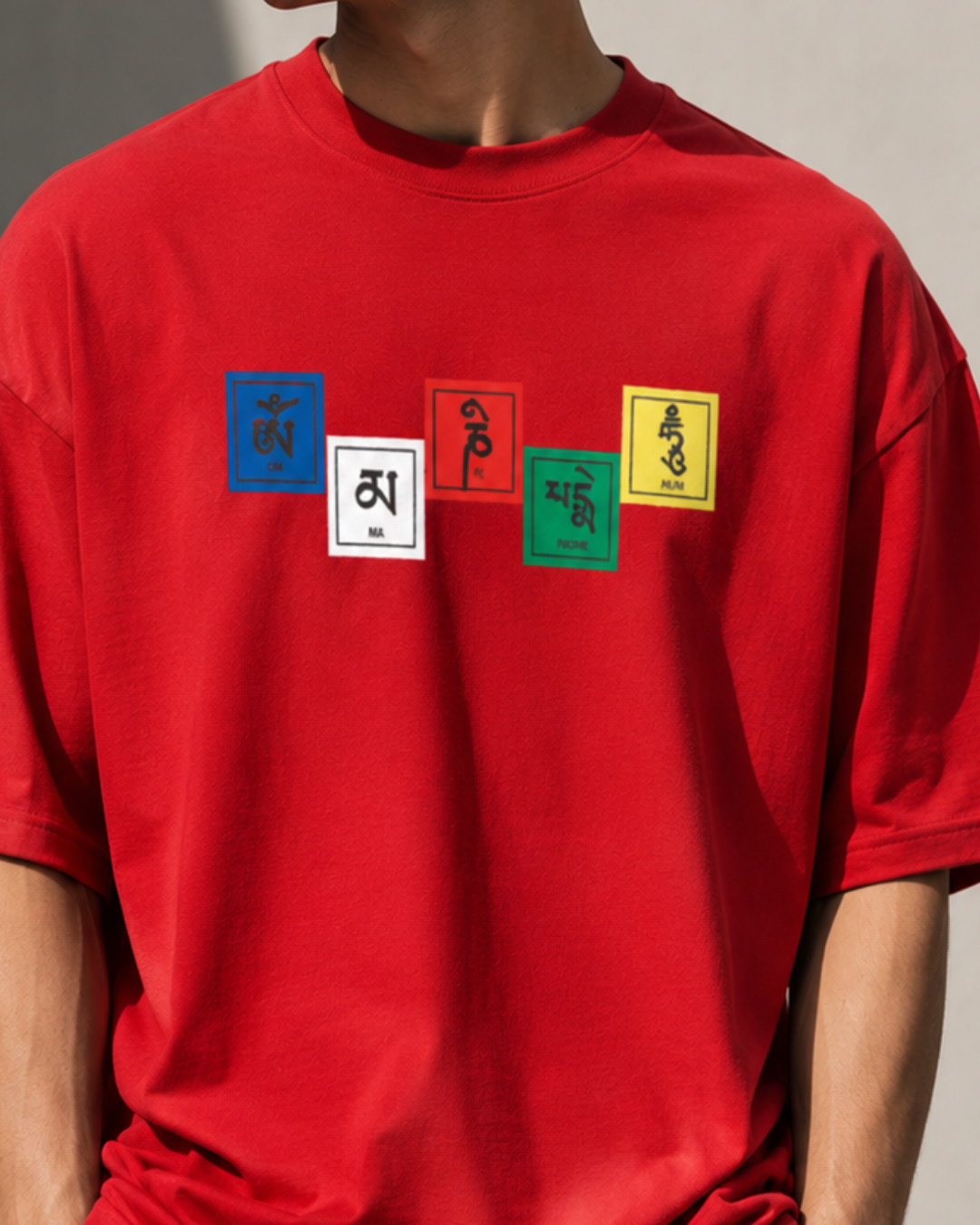 unisex oversized red graphic T-shirt in premium 240 GSM cotton | White Bear