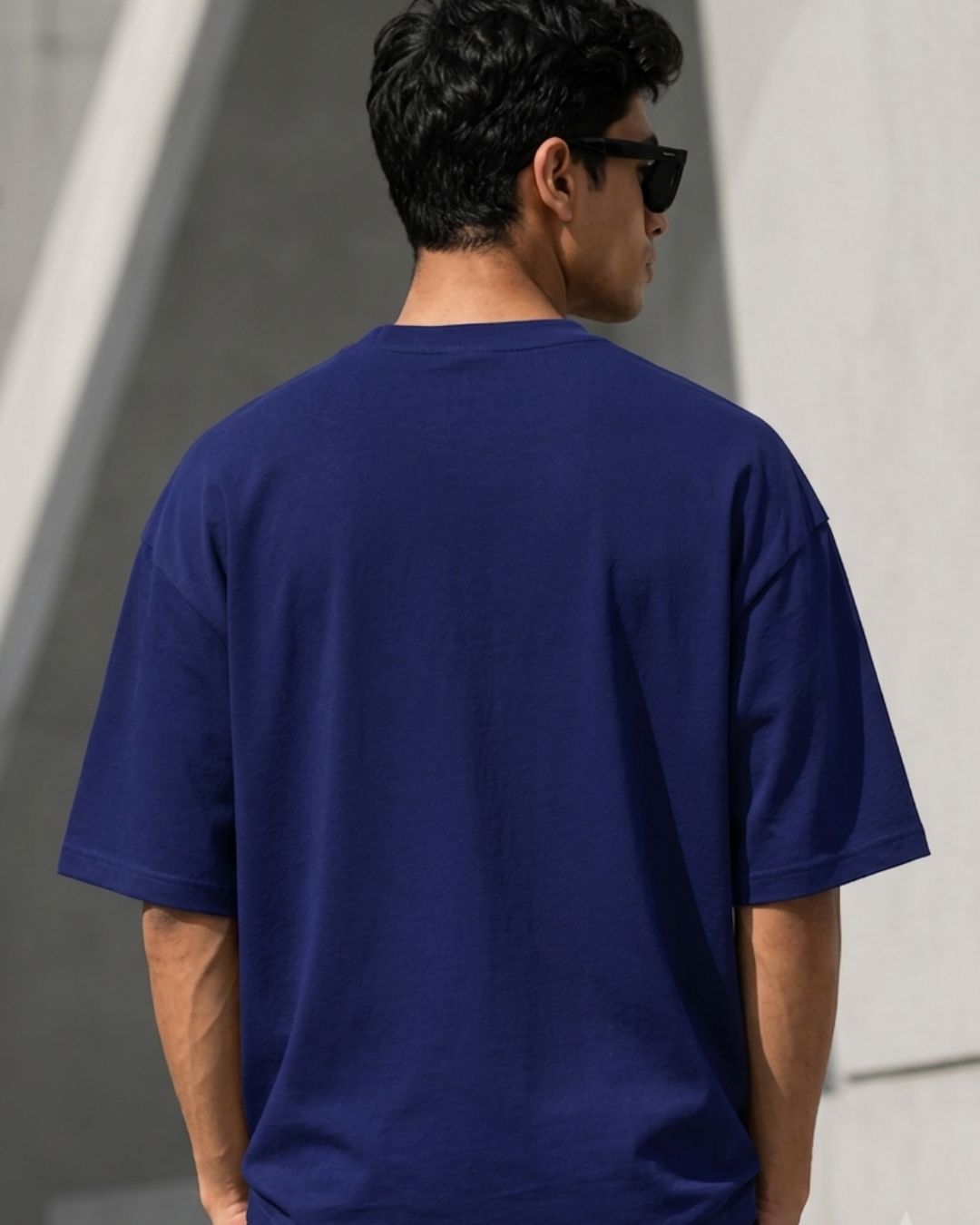unisex oversized royal blue graphic T-shirt in premium 240 GSM cotton | White Bear