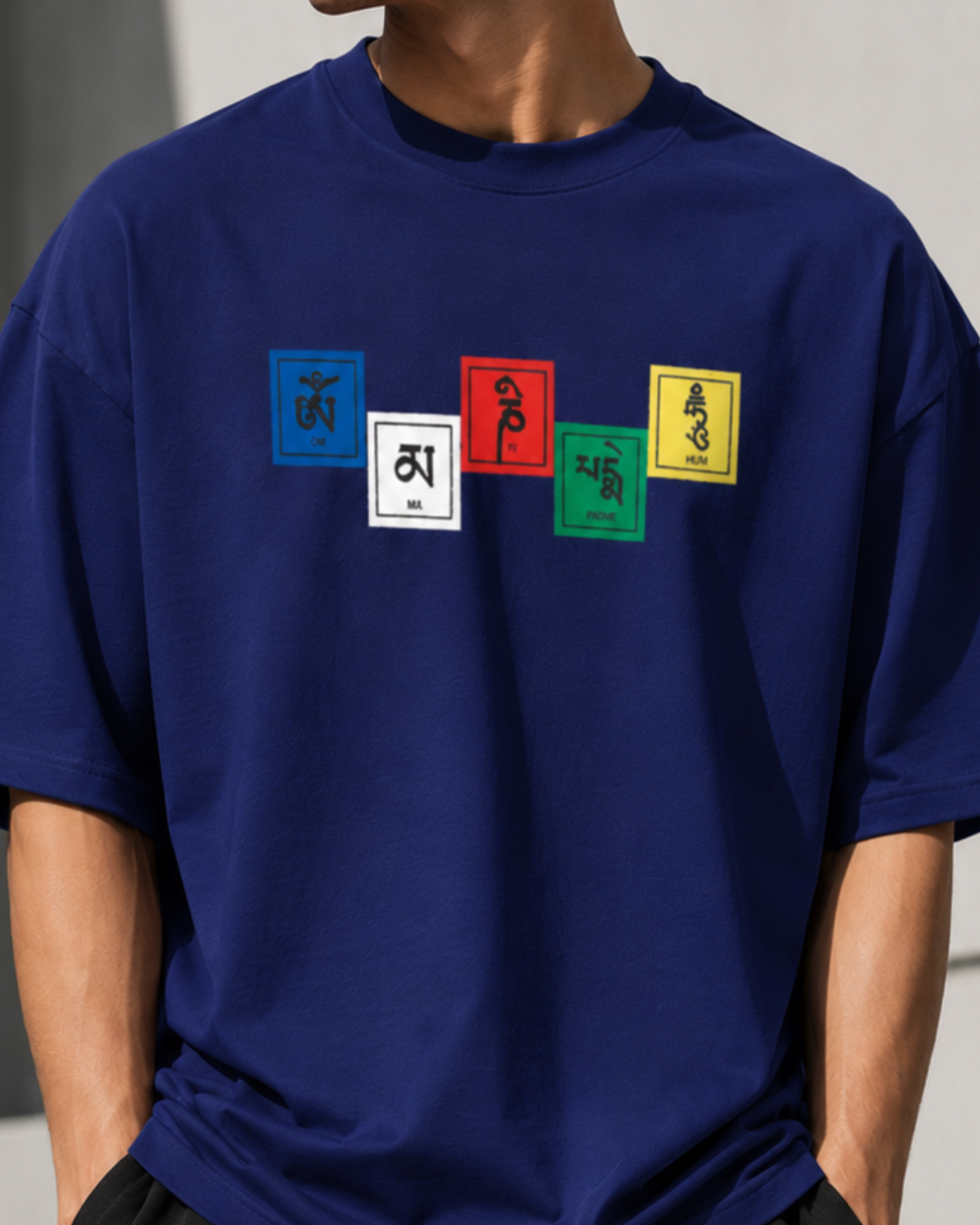 unisex oversized royal blue graphic T-shirt in premium 240 GSM cotton | White Bear