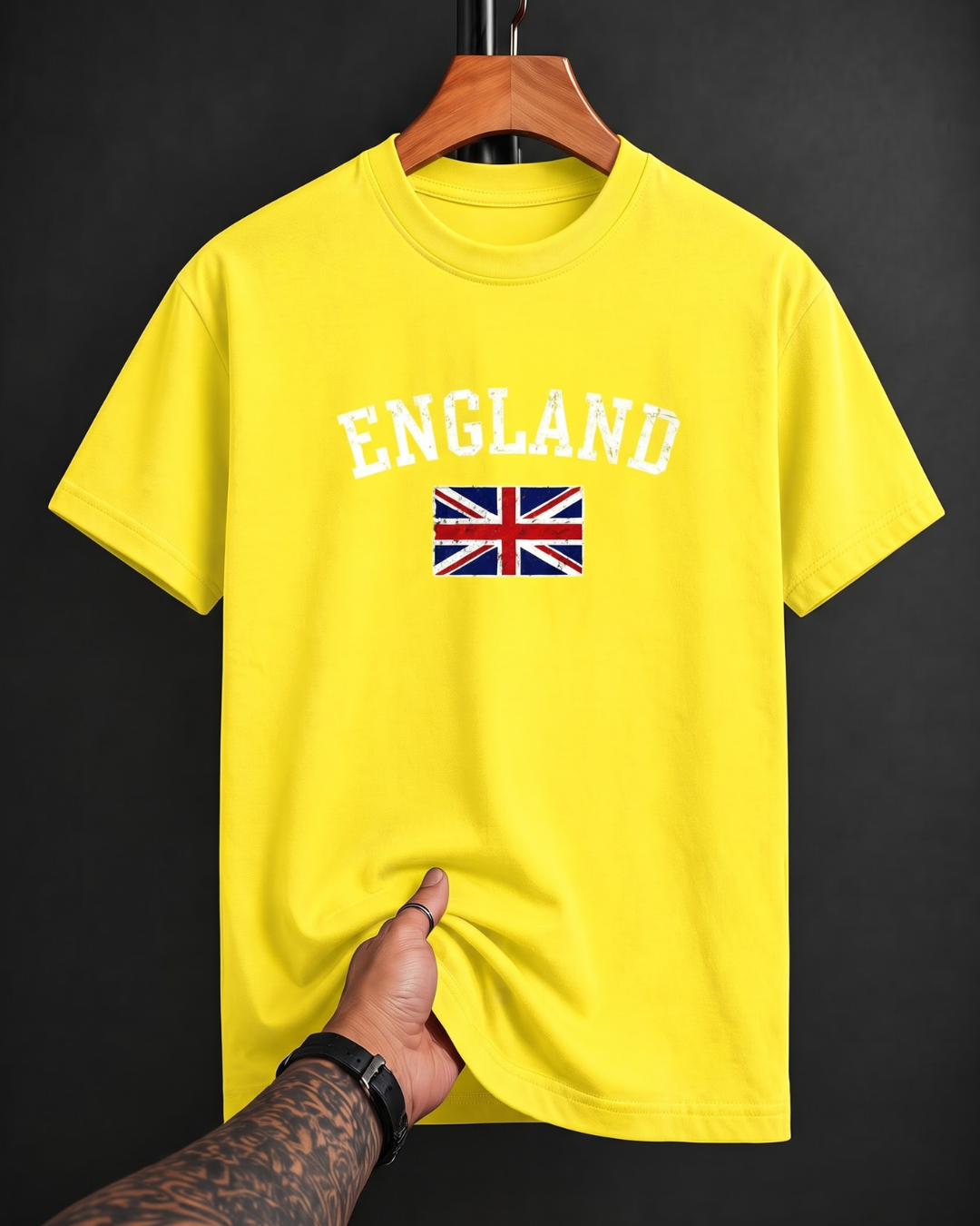 New Yellow England Flag Unisex Classic Crew Regular Fit T-Shirt from White Bear Brand