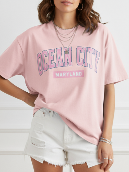 pink Casual Streetwear Tee for Women