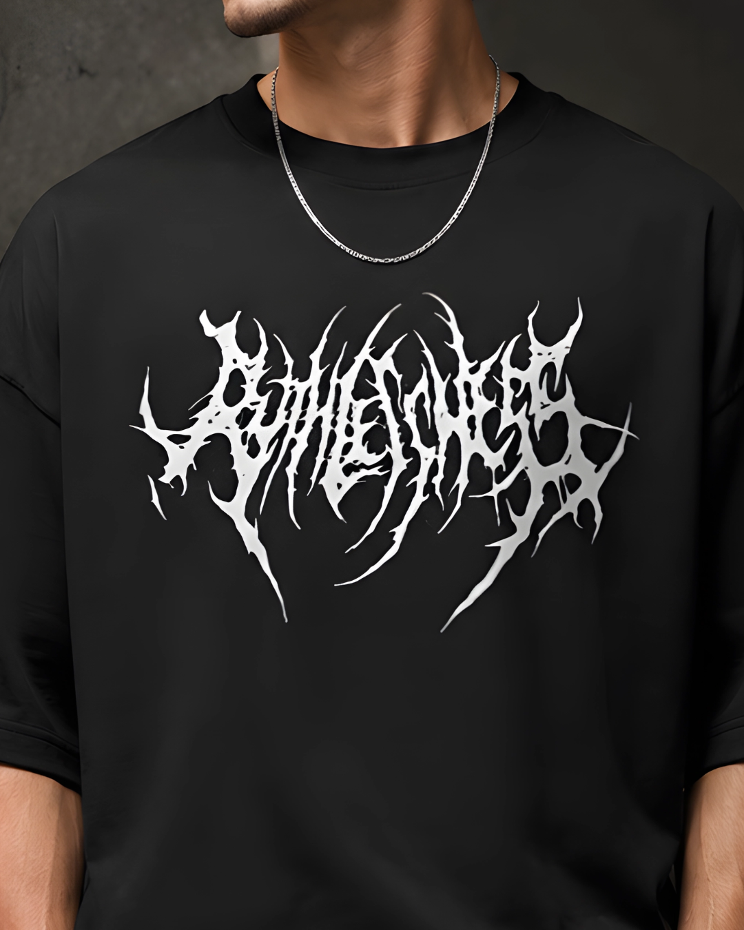 Premium black oversized men's t-shirt back view made from 260 GSM heavyweight terry cotton with dropped shoulders, relaxed fit, soft fabric, and minimalist streetwear style.