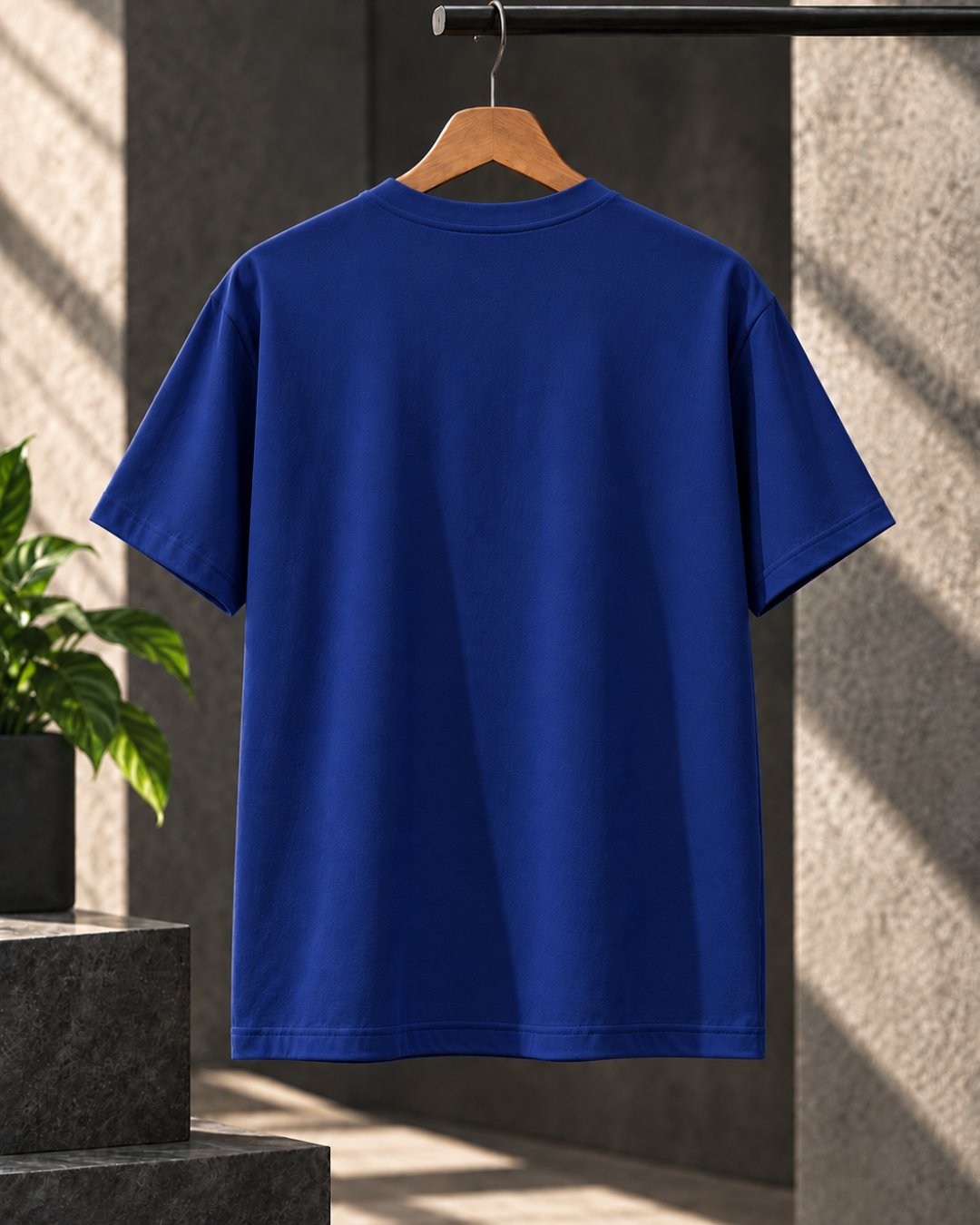 Royal Blue unisex classic crew regular fit T-shirt with neon green Challenge graphic by White Bear