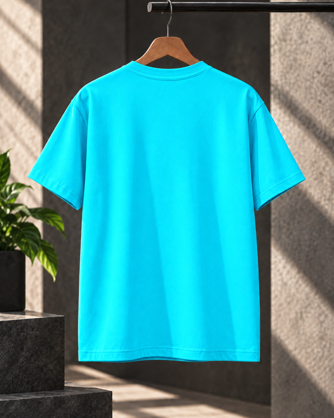 Sky Blue unisex classic crew regular fit T-shirt with neon green Challenge graphic by White Bear