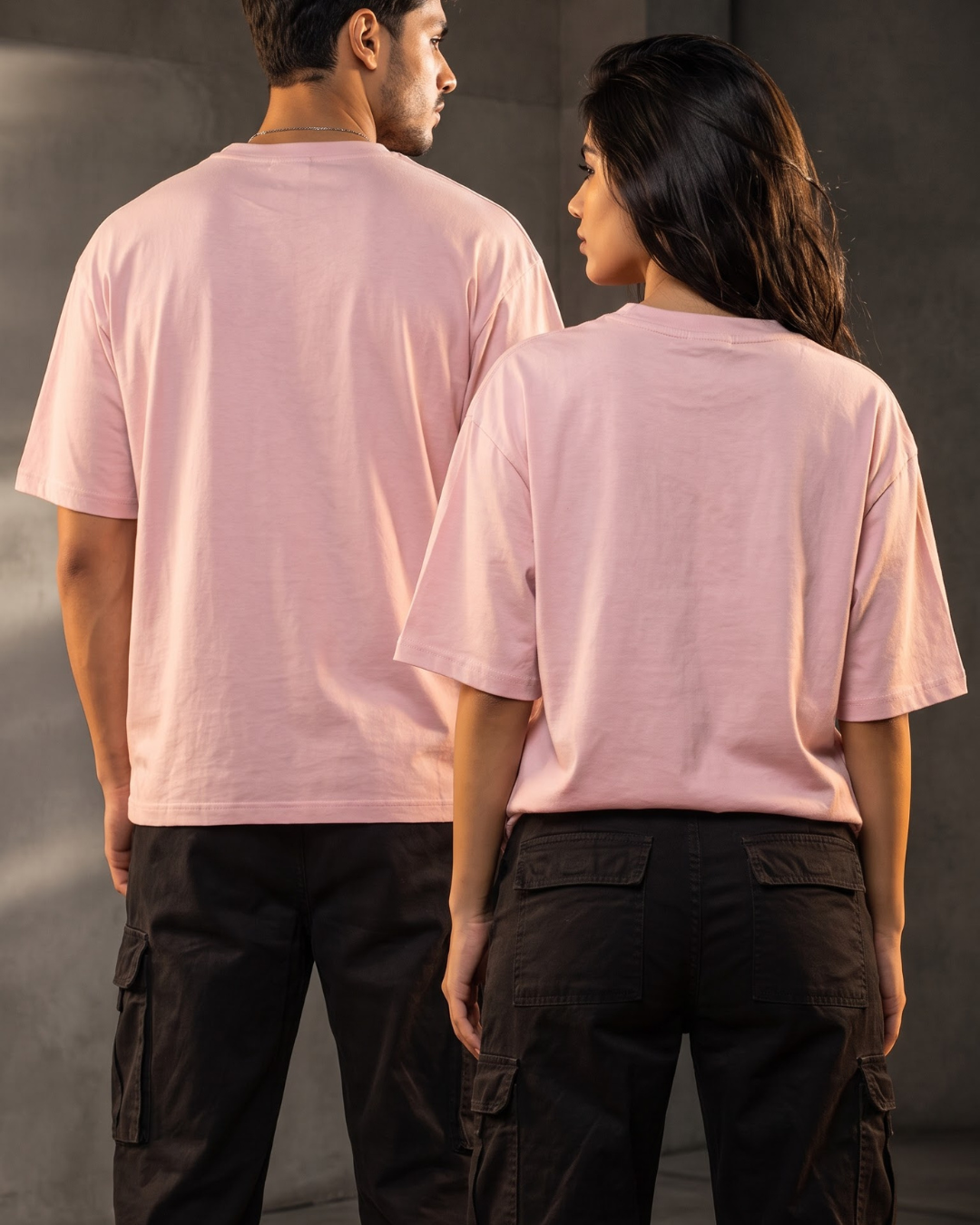 Premium unisex oversized baby pink green T-shirt made from heavyweight 240 GSM 100% breathable cotton with a relaxed streetwear fit from white bear brand 