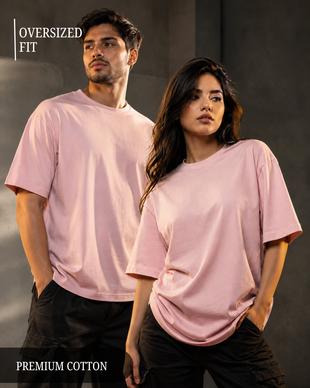 Premium unisex oversized baby pink T-shirt made from heavyweight 240 GSM 100% breathable cotton with a relaxed streetwear fit from white bear brand