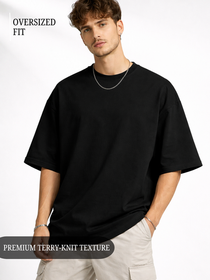 Unisex Drop Shoulder Premium Terry Knit T-Shirt | Oversized Streetwear Tee