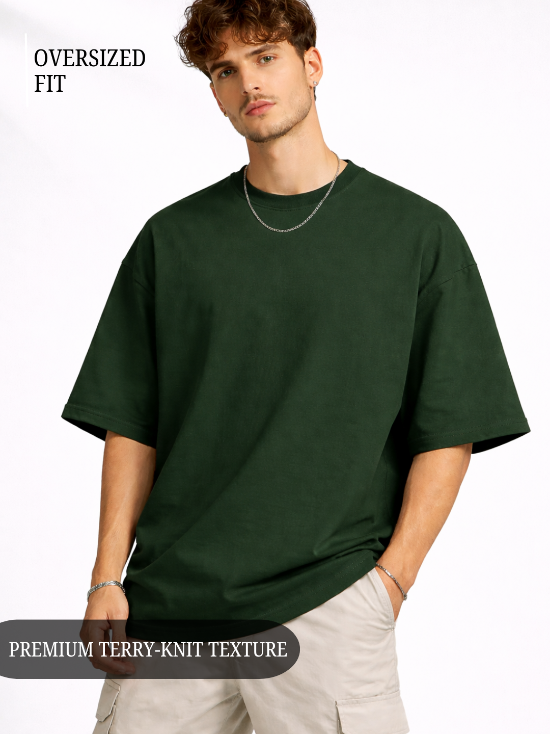 Unisex Drop Shoulder Premium Terry Knit T-Shirt | Oversized Streetwear Tee
