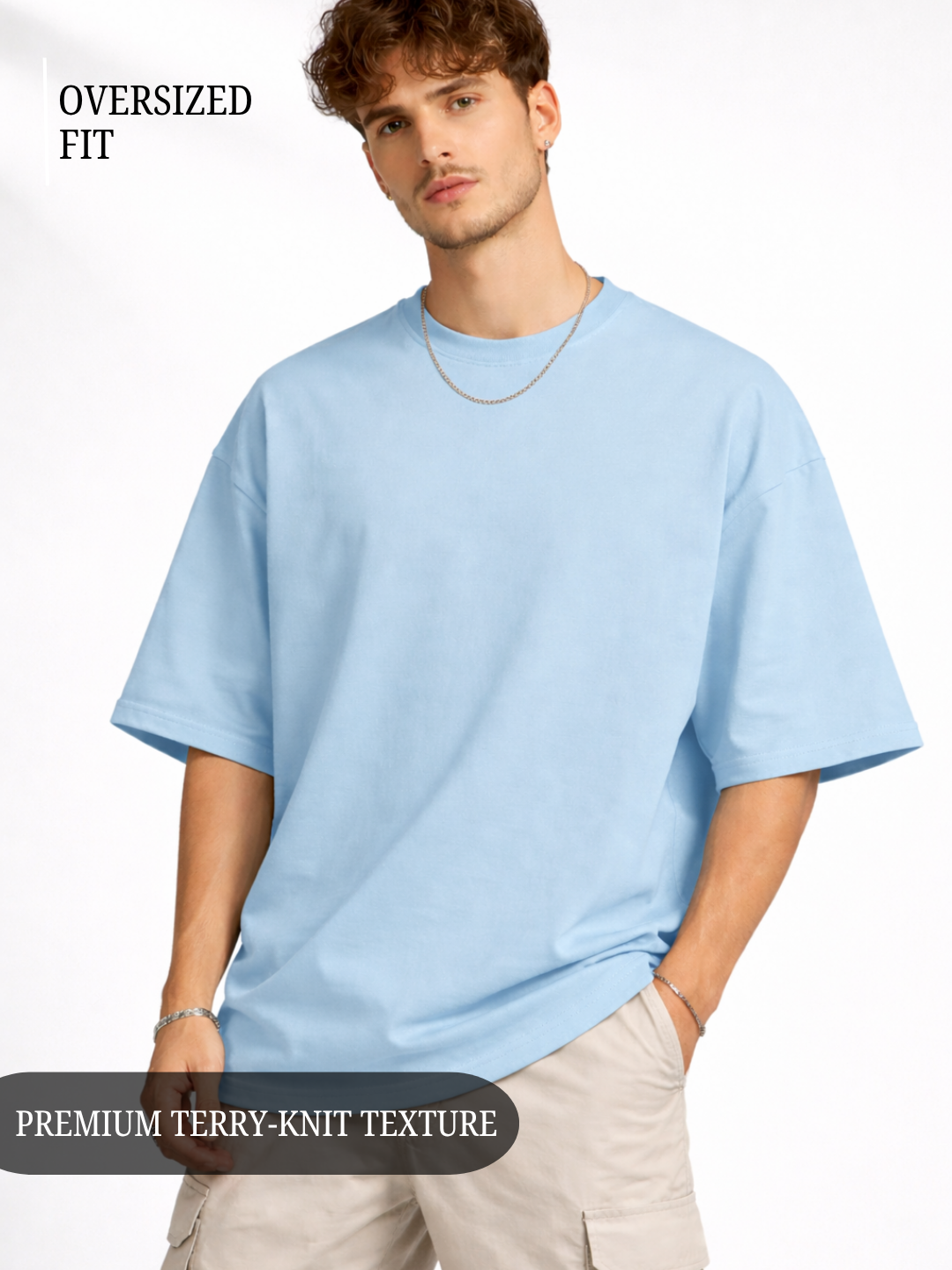 Unisex Drop Shoulder Premium Terry Knit T-Shirt | Oversized Streetwear Tee