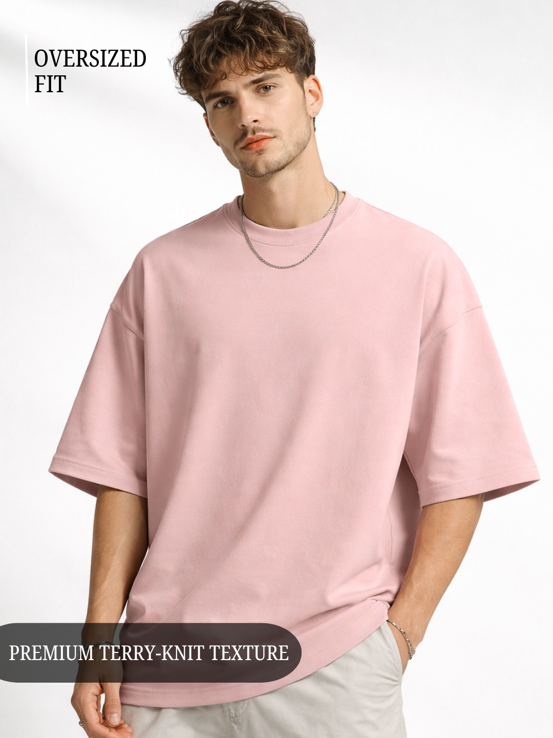 Unisex Drop Shoulder Premium Terry Knit T-Shirt | Oversized Streetwear Tee