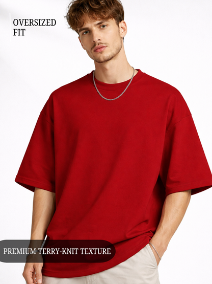 Unisex Drop Shoulder Premium Terry Knit T-Shirt | Oversized Streetwear Tee