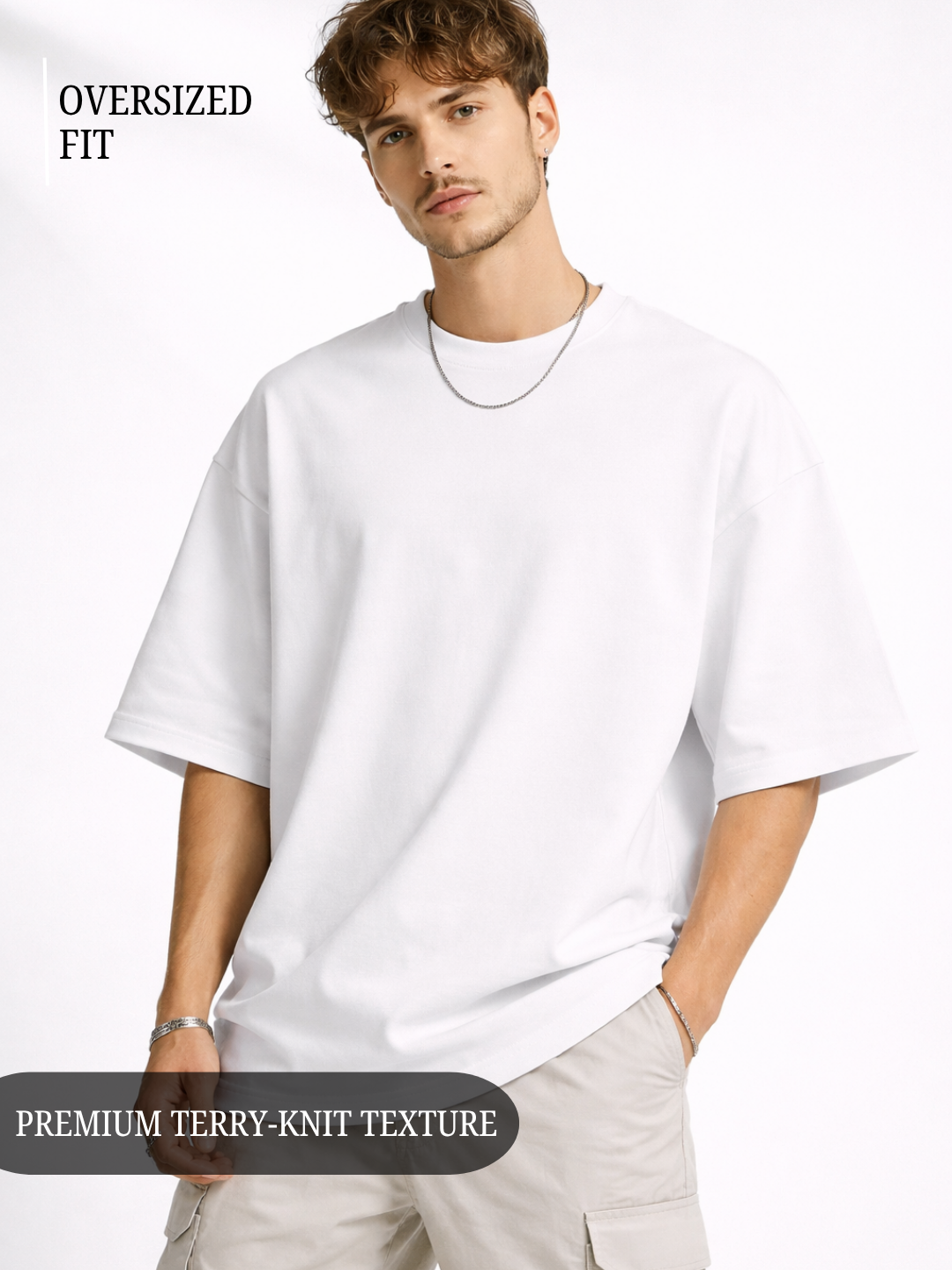 Unisex Drop Shoulder Premium Terry Knit T-Shirt | Oversized Streetwear Tee