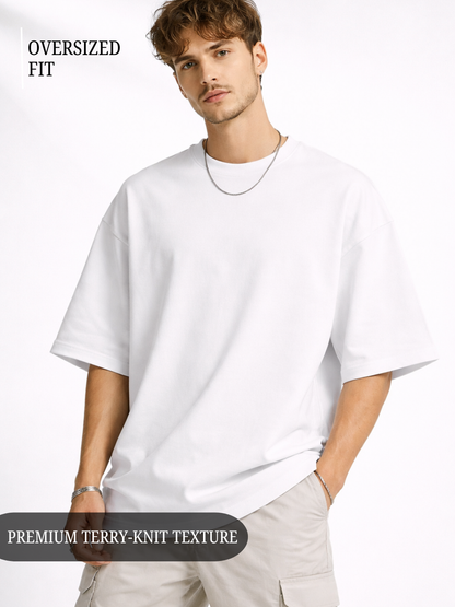 Unisex Drop Shoulder Premium Terry Knit T-Shirt | Oversized Streetwear Tee