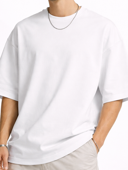 Unisex Drop Shoulder Premium Terry Knit T-Shirt | Oversized Streetwear Tee