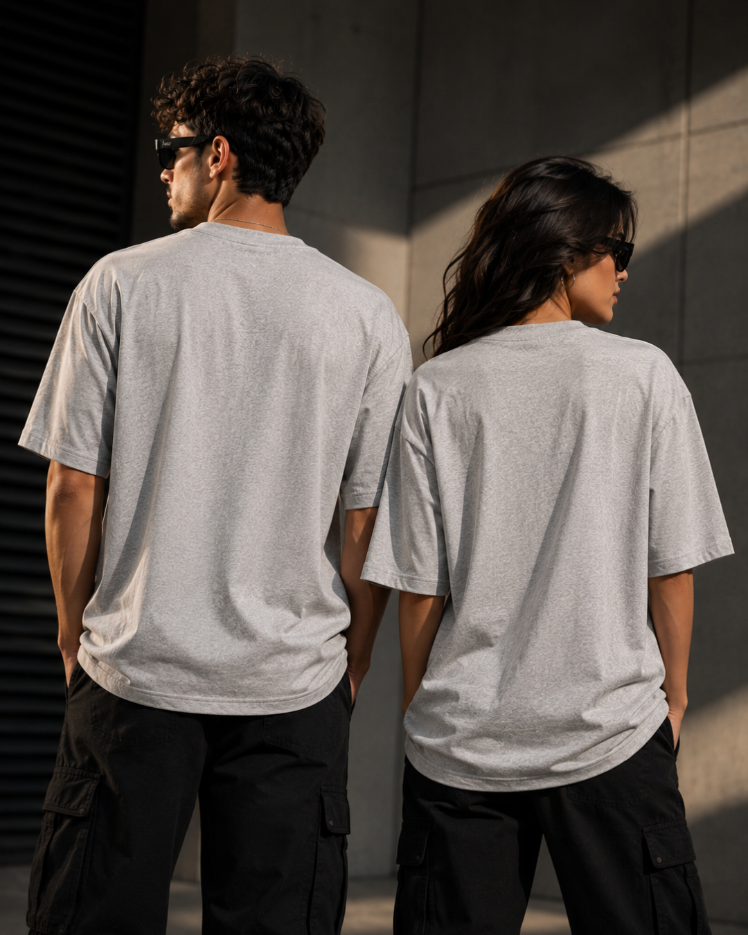 Premium unisex oversized grey melange T-shirt made from heavyweight 240 GSM 100% breathable cotton with a relaxed streetwear fit from white bear brand