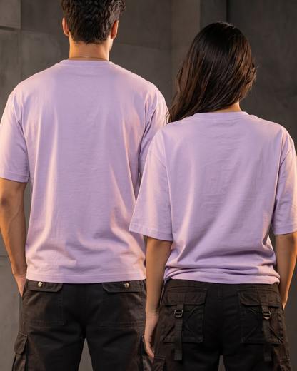 Premium unisex oversized lavender T-shirt made from heavyweight 240 GSM 100% breathable cotton with a relaxed streetwear fit from white bear brand