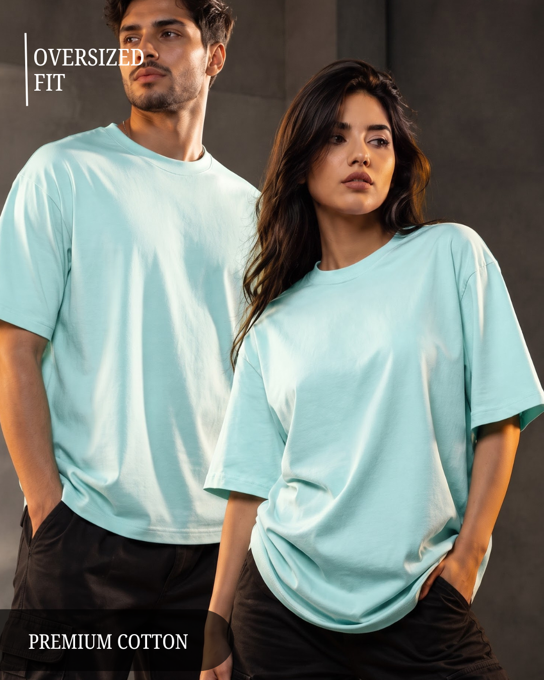 Premium unisex oversized mint T-shirt made from heavyweight 240 GSM 100% breathable cotton with a relaxed streetwear fit from white bear brand