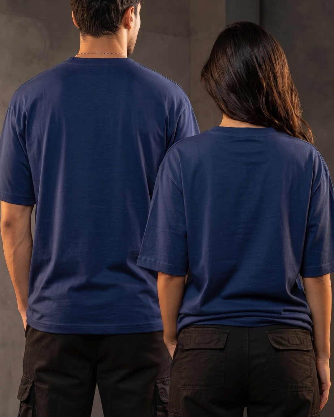 Premium unisex oversized navy blue T-shirt made from heavyweight 240 GSM 100% breathable cotton with a relaxed streetwear fit from white bear brand