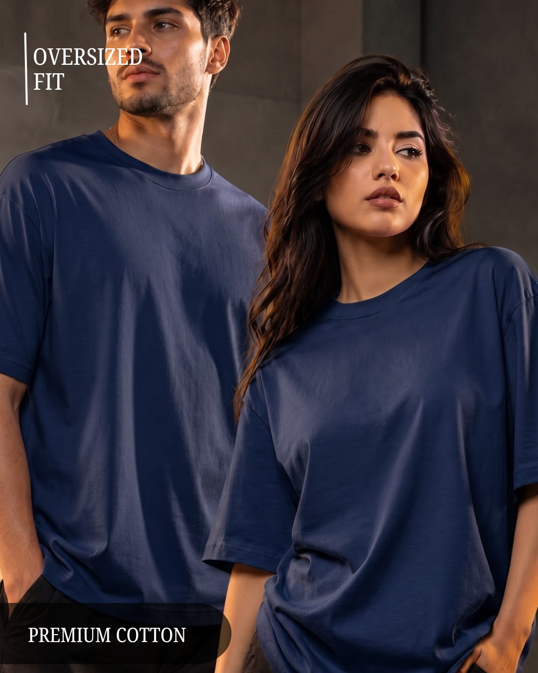 Premium unisex oversized navy blue T-shirt made from heavyweight 240 GSM 100% breathable cotton with a relaxed streetwear fit from white bear brand