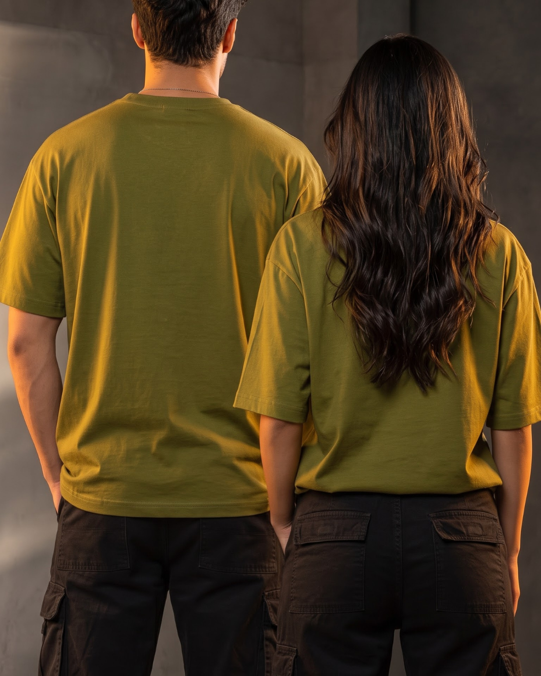 Premium unisex oversized olive green T-shirt made from heavyweight 240 GSM 100% breathable cotton with a relaxed streetwear fit from white bear brand
